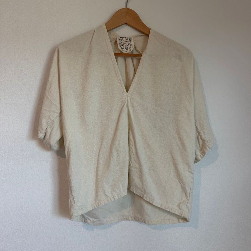 Miranda Bennett Studio Raw Silk Muse Short Sleeve Blouse Women's Size 0